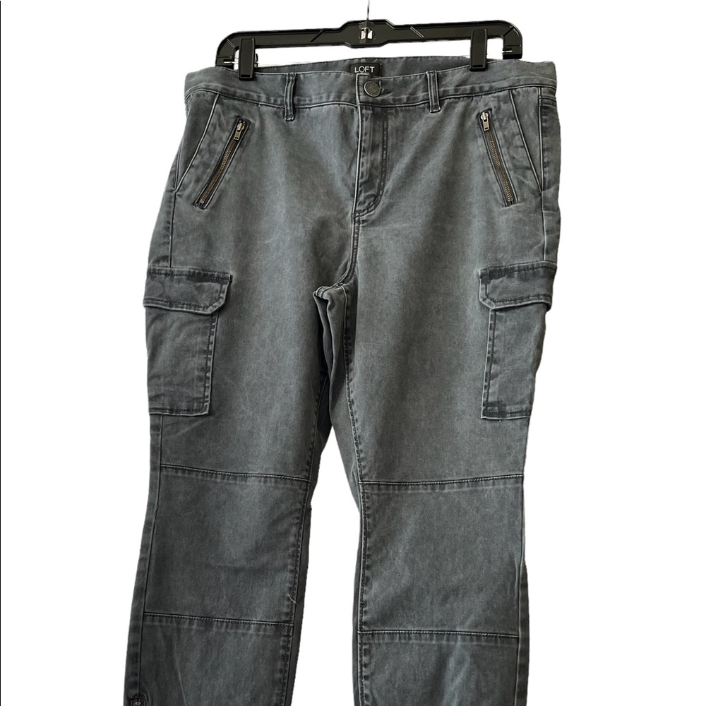 LOFT Skinny Cargo Gray Pants 12 Petite